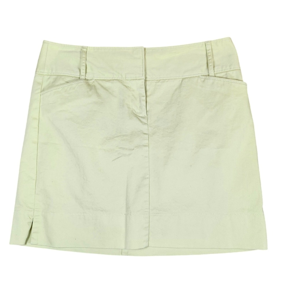 Ann Taylor LOFT Skirt Lime Green Cotton Blend Mini Casual‎ Preppy Size 10